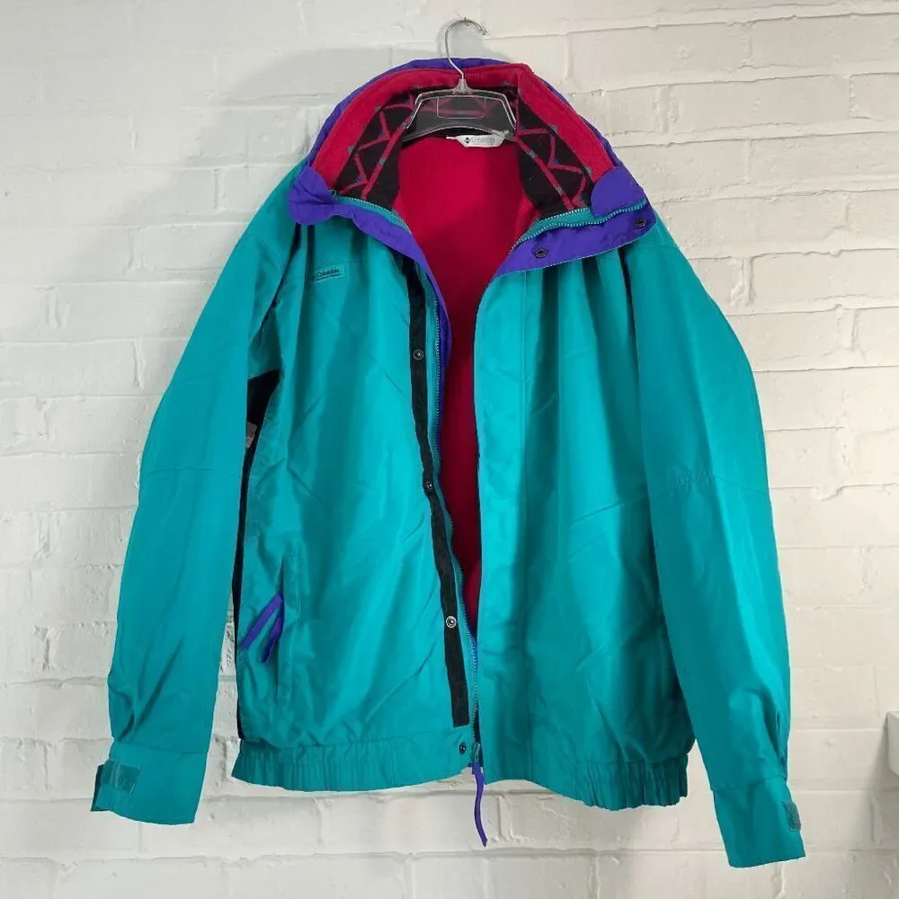 Vintage 80s/90s Columbia Bugaboo 3-in-1 Jacket & Fleece w/ Aztec Collar